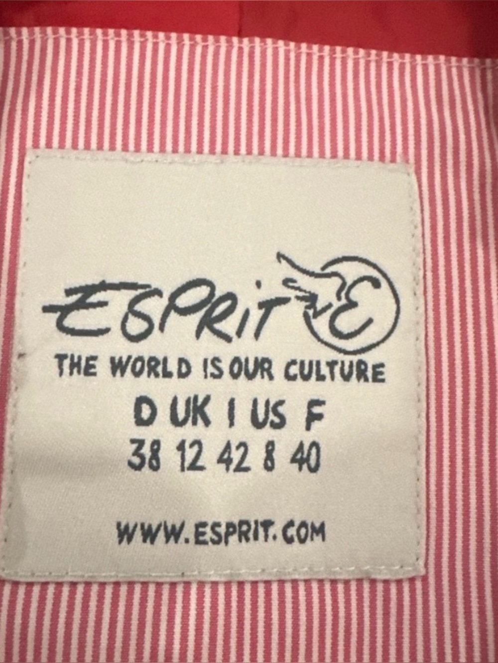 Esprit Classic Red Double-Breasted Trench Coat - Picture 3 of 3